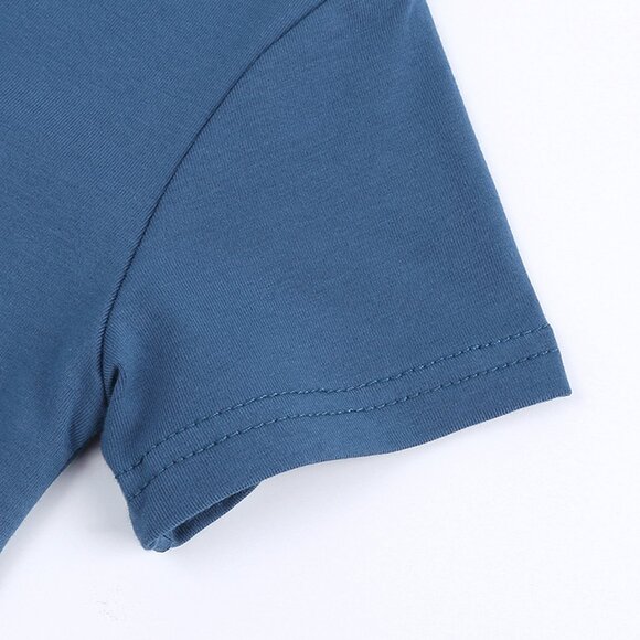 CUTE MONOGRAM-BABY ROMPER-Short Sleeve Double Zipper Cotton Blue 4-Sizes Boy - Picture 9 of 13